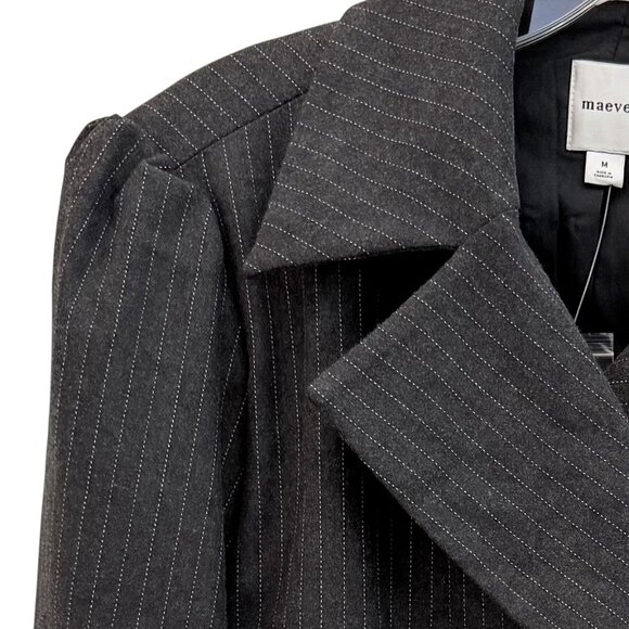 Anthropologie Maeve 80s Boxy Blazer Jacket Grey Womens Medium Striped Oversized - Picture 5 of 13